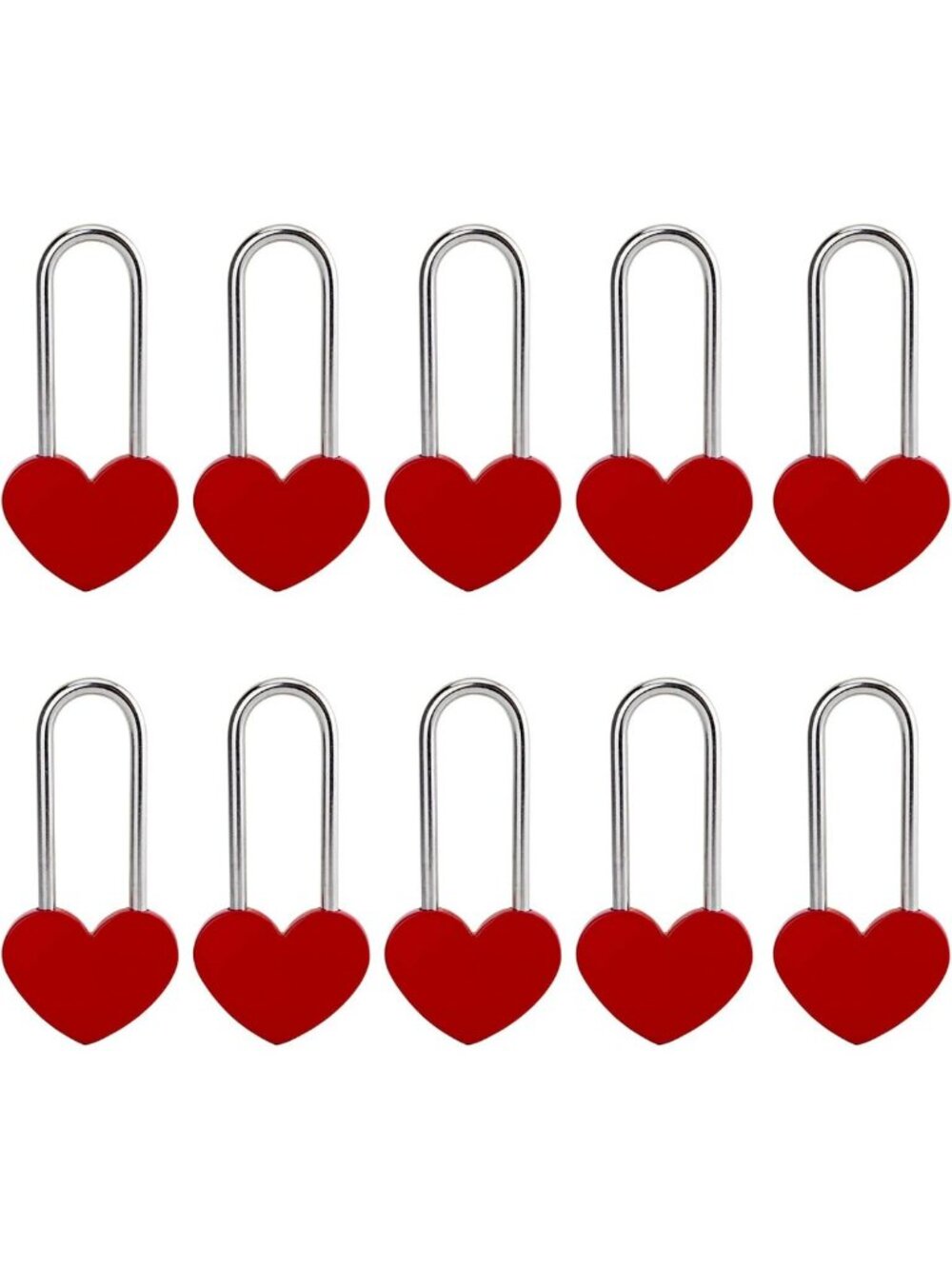 10PCS 3.5” Red Heart Padlocks - Love Locks for Weddings, Anniversaries & Travel